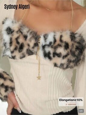 ROMWE Cream Ribbed Top with Gold Chain Accent